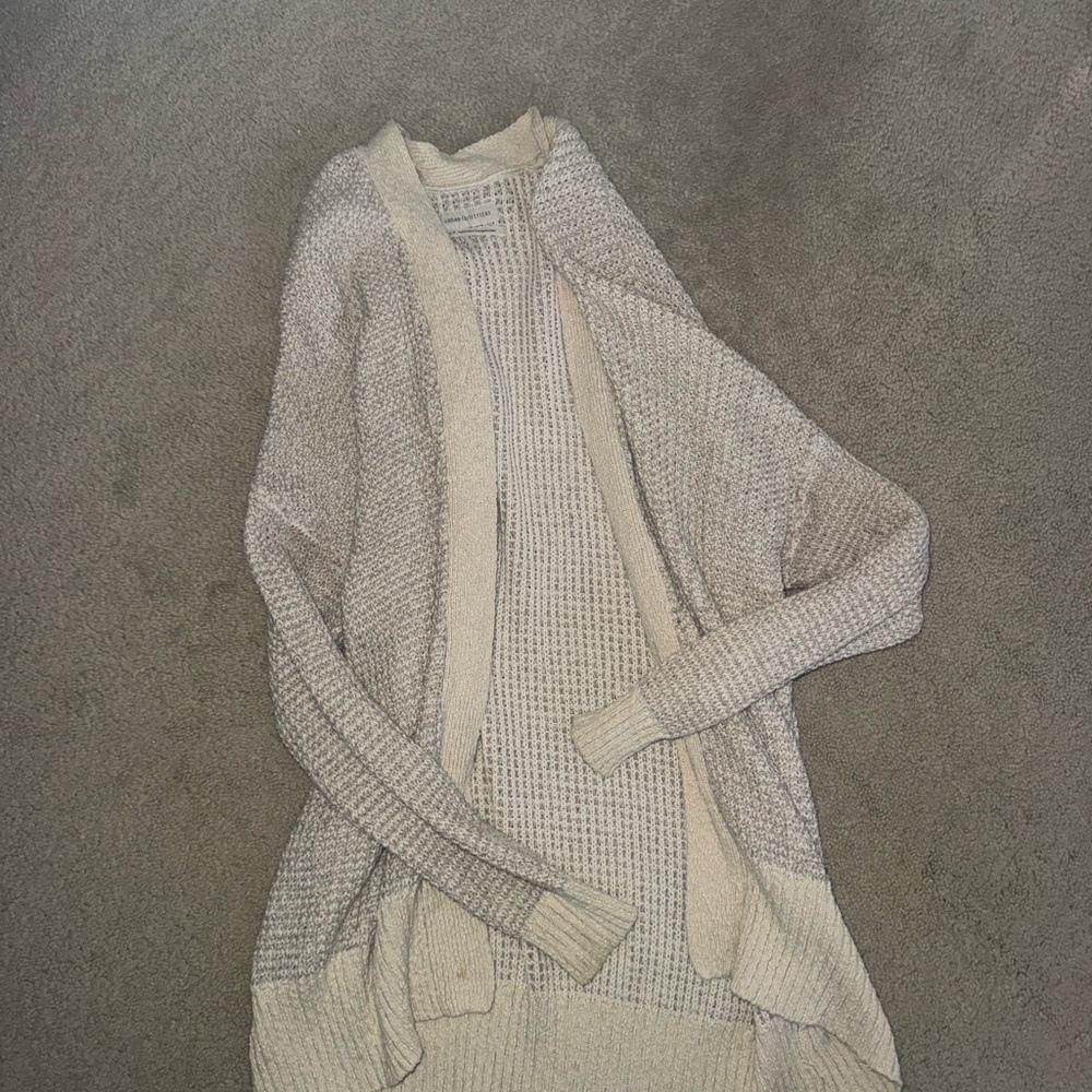 Urban Outfitters Cream Open-Front Knit Cardigan